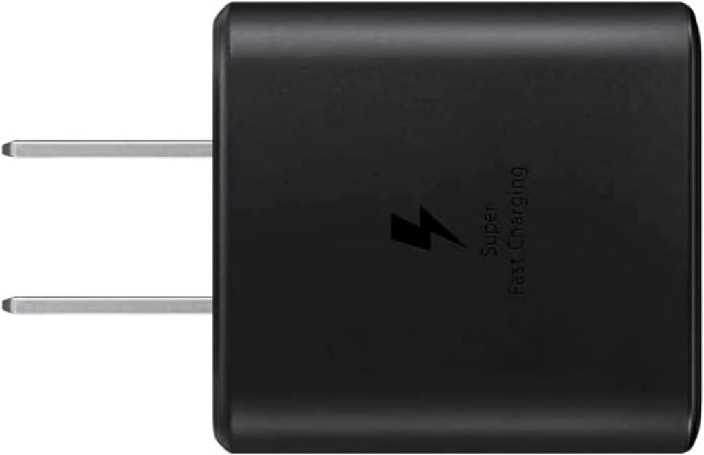 Close-up of Samsung 45W USB-C fast charger showing USB-C port and 45W power rating