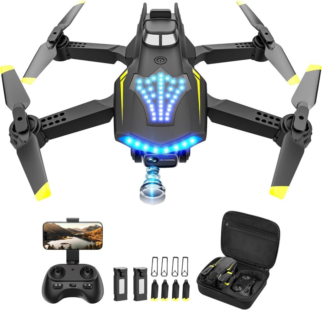 "Drone with Dual 720HD Camera smartphone app control interface showing waypoint flight"