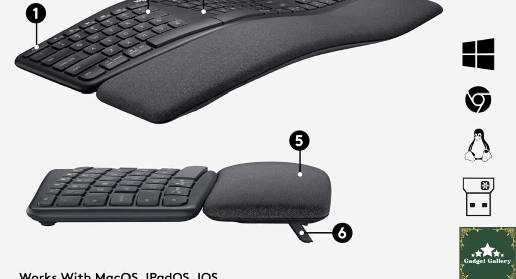 Logitech Ergo K860 Wireless Ergonomic Keyboard layout